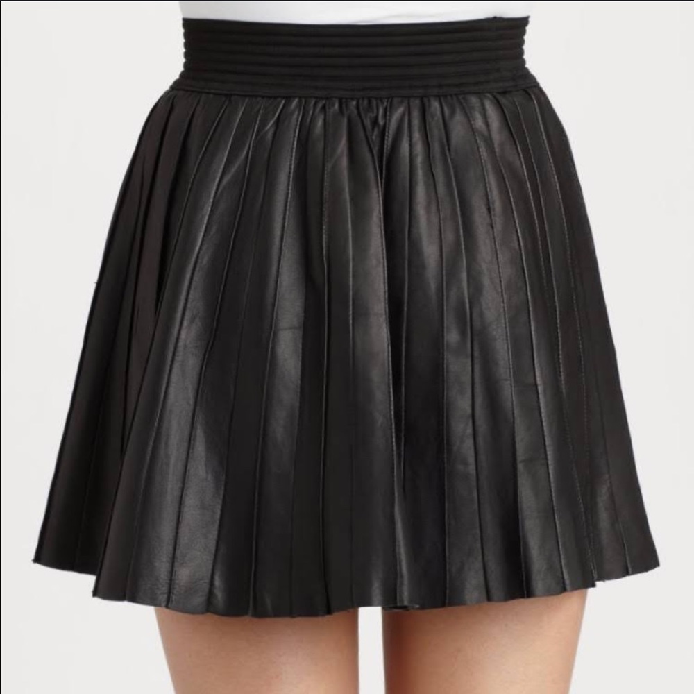 Parker leather pleaded mini skirt